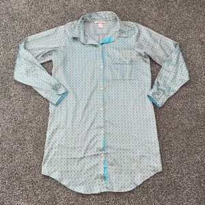 Victoria’s Secret Mint Green Floral Button Down Oversized Pajama Shirt